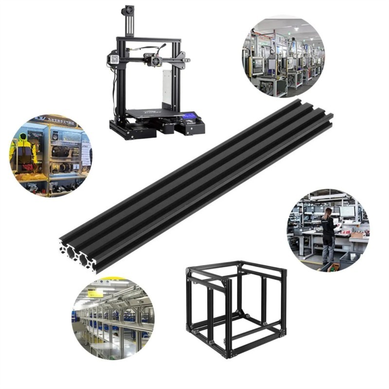 V Slot Aluminum Extrusion - 1 Buah Profil Aluminium Hitam 2060