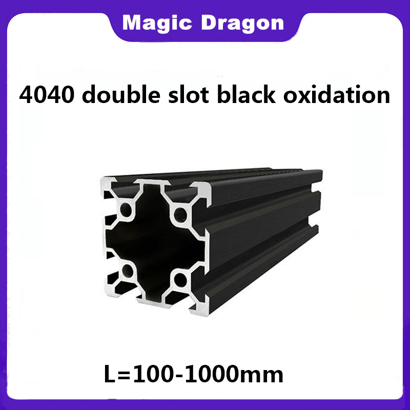 V Slot Aluminum Extrusion - 1 buah 4040 hitam Slot ganda