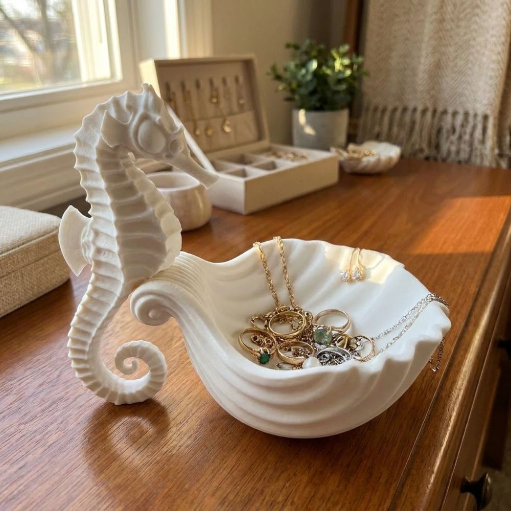 3D Printing Jewelry - Baki Penyimpanan Berbentuk Kuda Laut Cetak