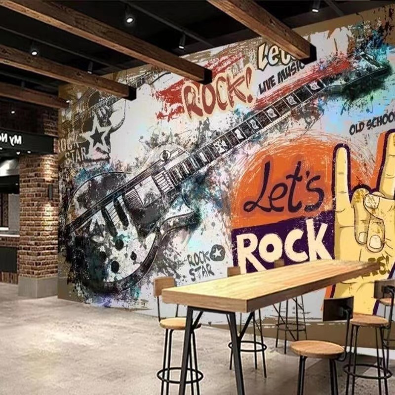 3D Printing Guitar - Mural Kustom Eropa Amerika Grafiti Musik