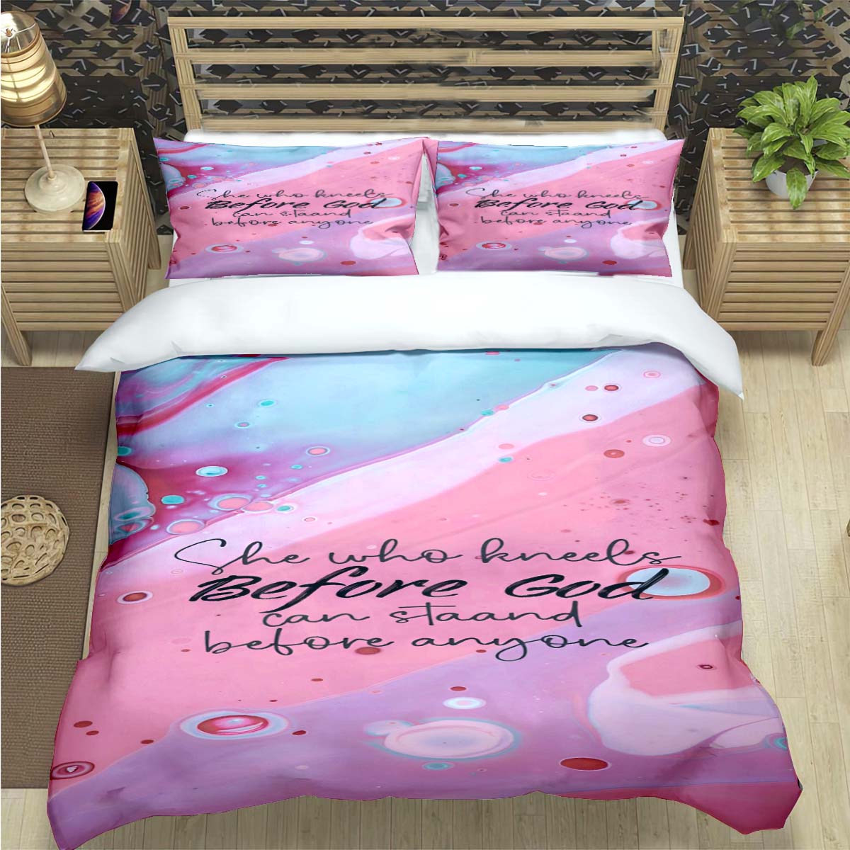 3D Printing Verse - Set Sprei Motif Ayat Alkitab Yesus,
