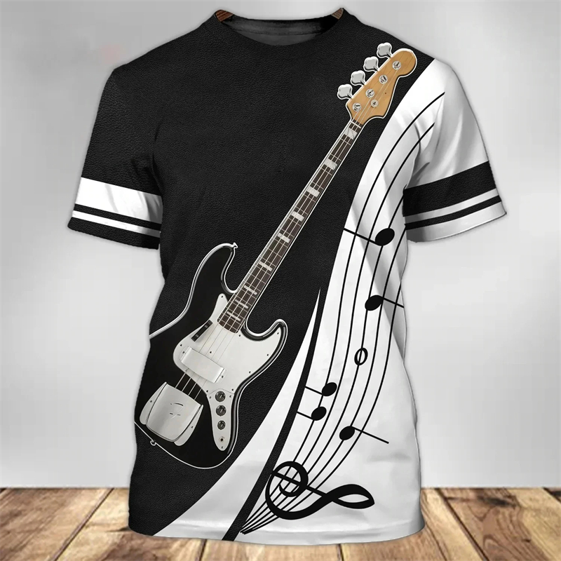 3D Printing Guitar - Kaus motif gitar 3D untuk pria,