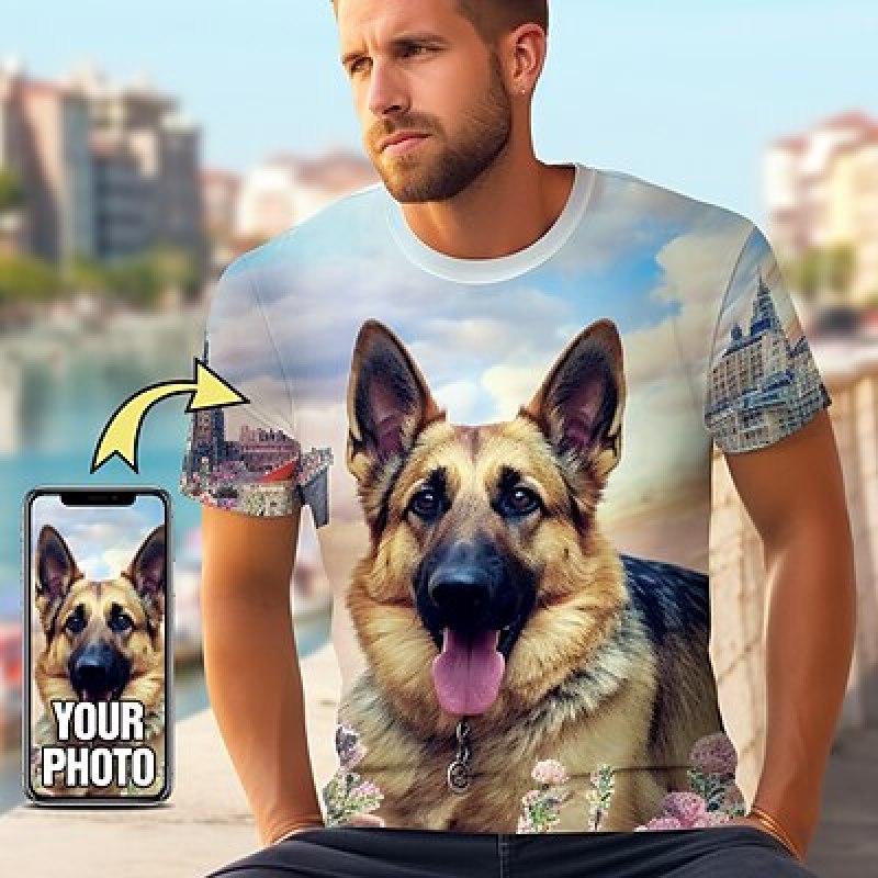 3D Printing Custom - T-shirt hewan peliharaan kustom untuk pria