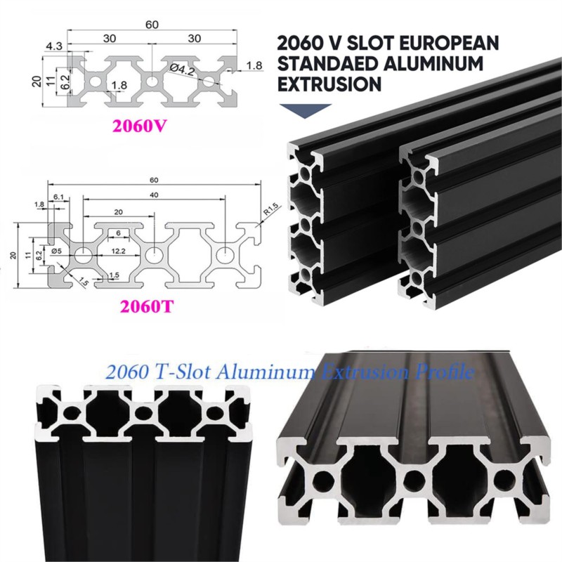 1 Buah Profil Aluminium Hitam  - V Slot Aluminum Extrusion ulasan dan harga