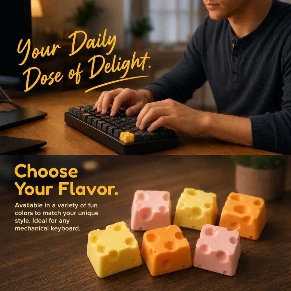 4 buah Keycap Kue Keju Cetak 3 - 3D Printing Keycaps ulasan dan harga