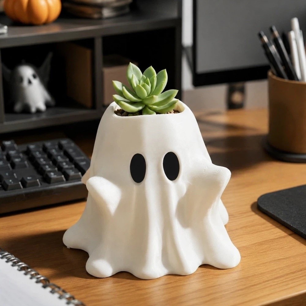 Vas Hantu Putih Cetak 3D, Pot  - 3D Printing Cafe ulasan dan harga