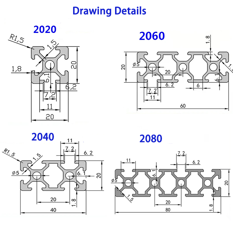 2020 2040 2060 2080 20100 3030 - V Slot Aluminum Extrusion ulasan dan harga